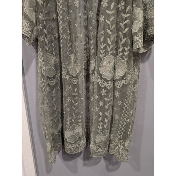 Torrid Women's Lace Kimono Green Duster Floral Open Front Beachy Boho Sz 1/2 XL - Picture 3 of 16